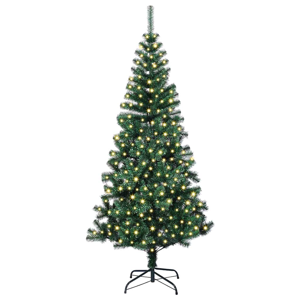 Kunstigjuletre med dekorative strenglys grønn 210cm PVC