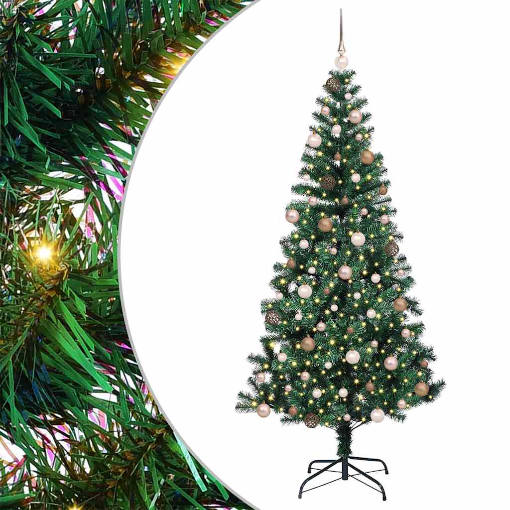 Kunstigjuletre med 300 LED med stativ grønn 210cm PVC