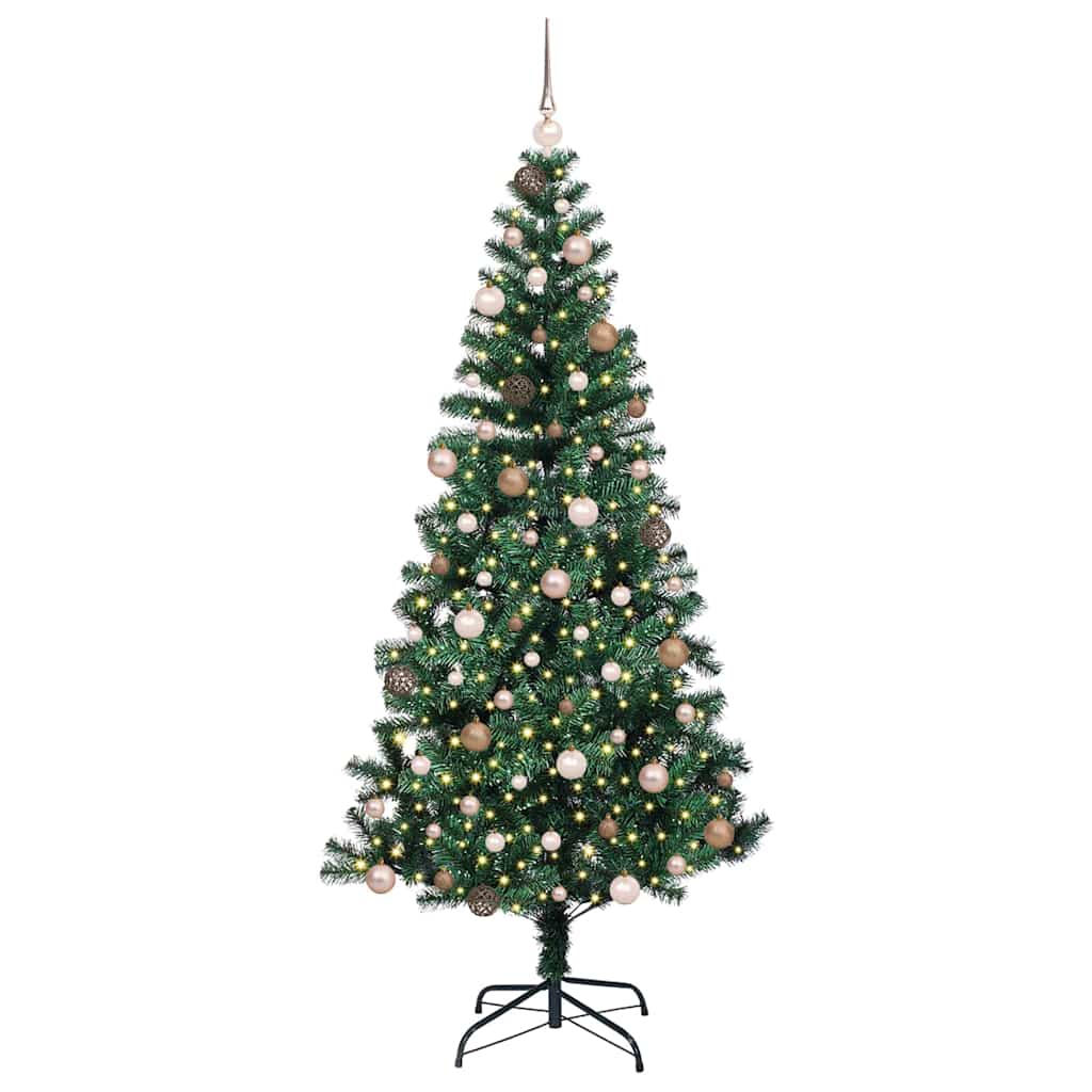 Kunstigjuletre med 300 LED med stativ grønn 210cm PVC