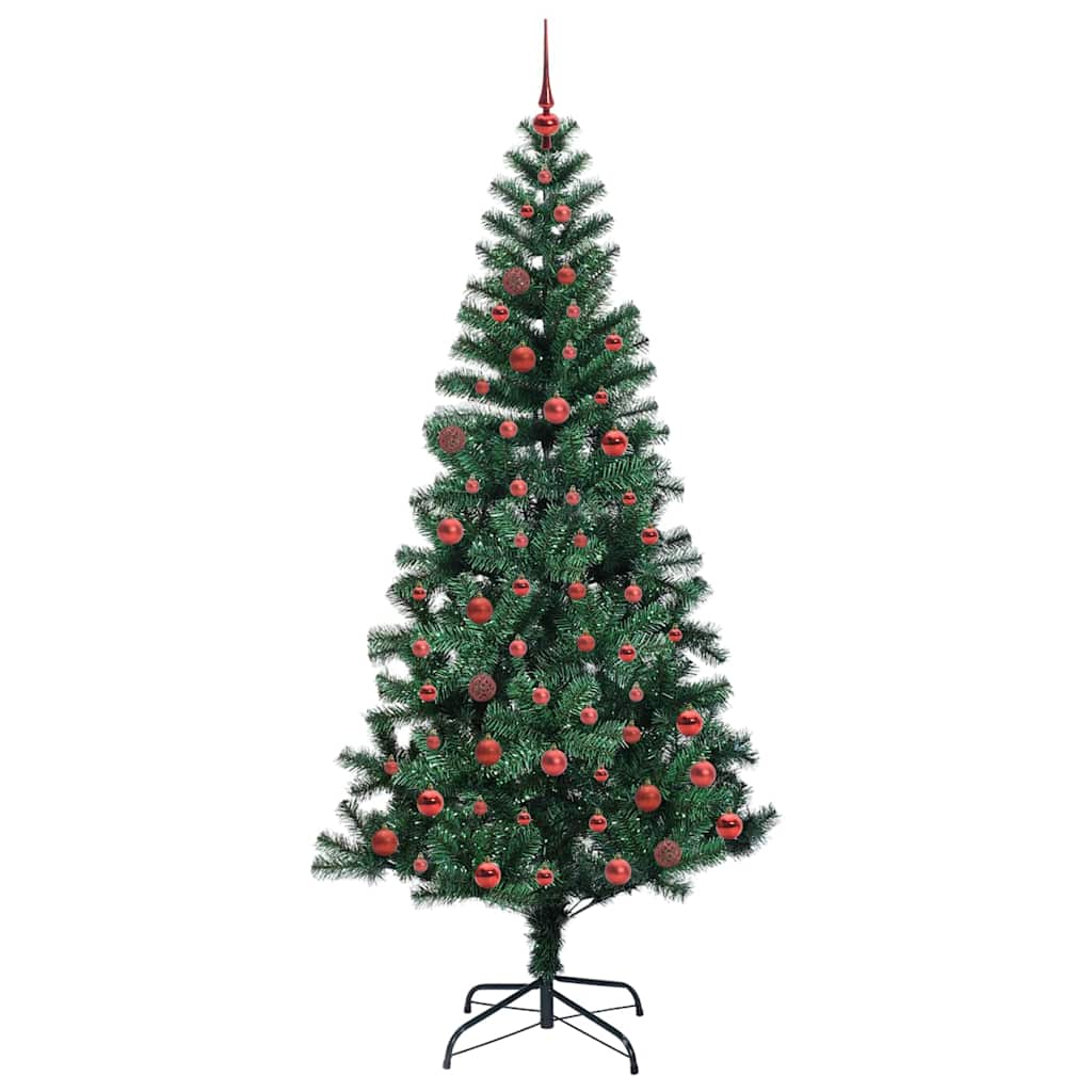 Kunstig Forhåndsopplyst Juletre grønn 210 cm PVC og metall