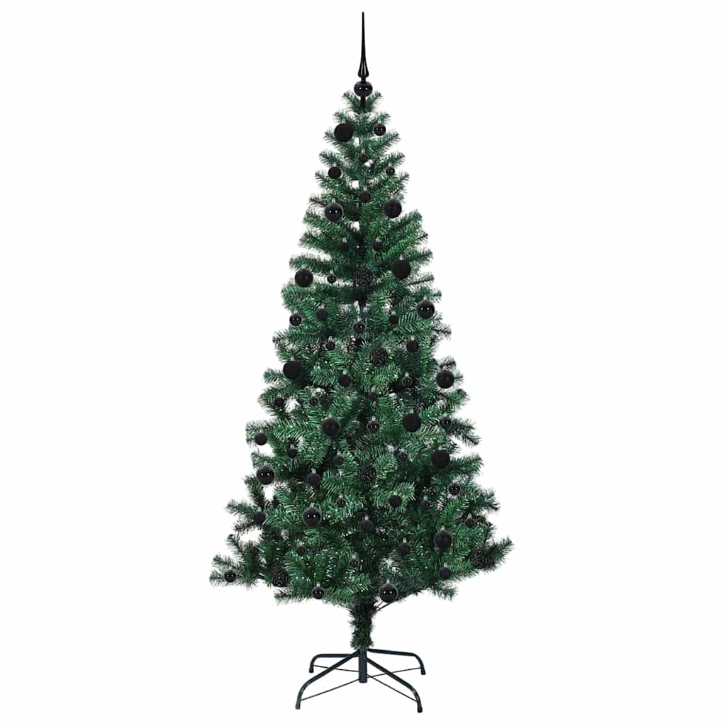 Kunstig Forhåndsopplyst Juletre grønn 210 cm PVC og metall