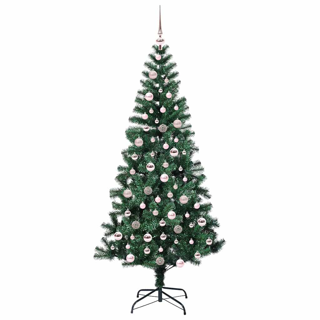 Kunstig Forhåndsopplyst Juletre grønn 210 cm PVC og metall