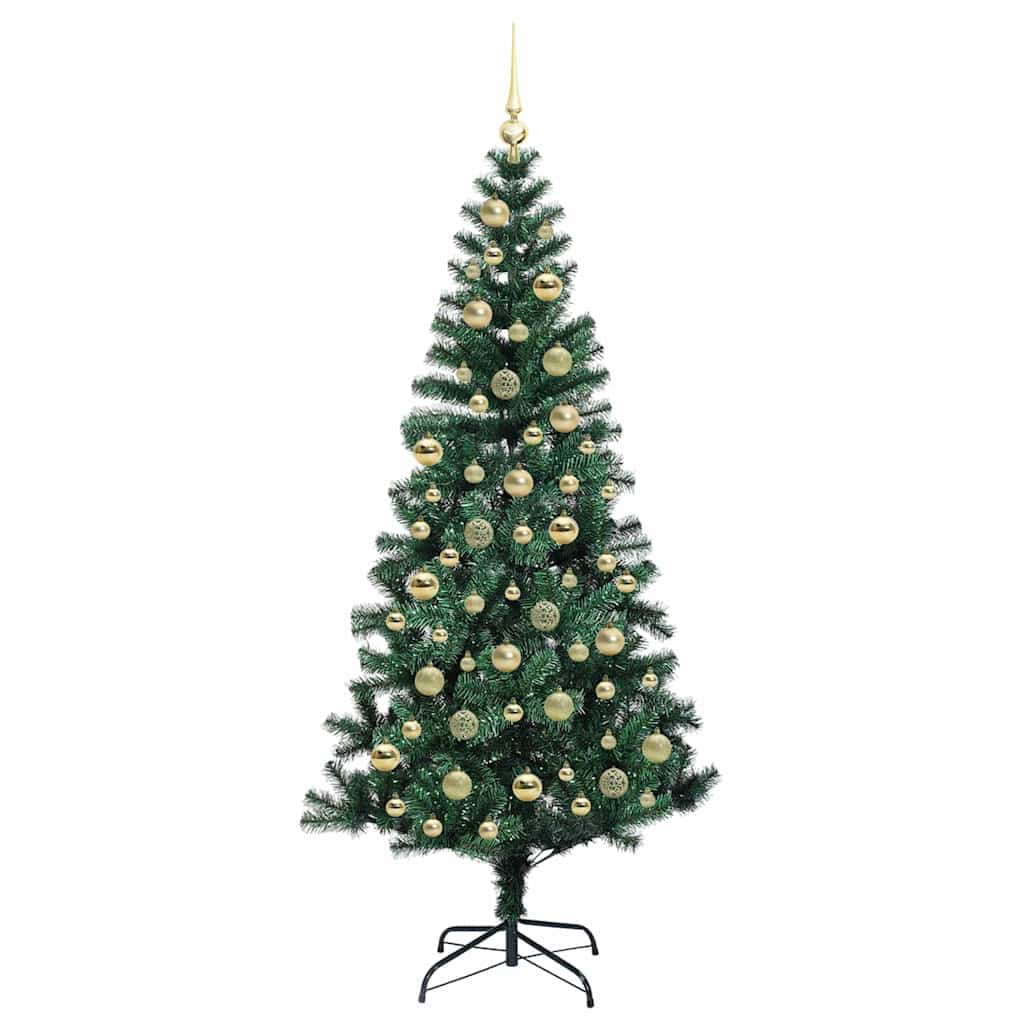 Kunstig Forhåndsopplyst Juletre grønn 210 cm PVC og metall