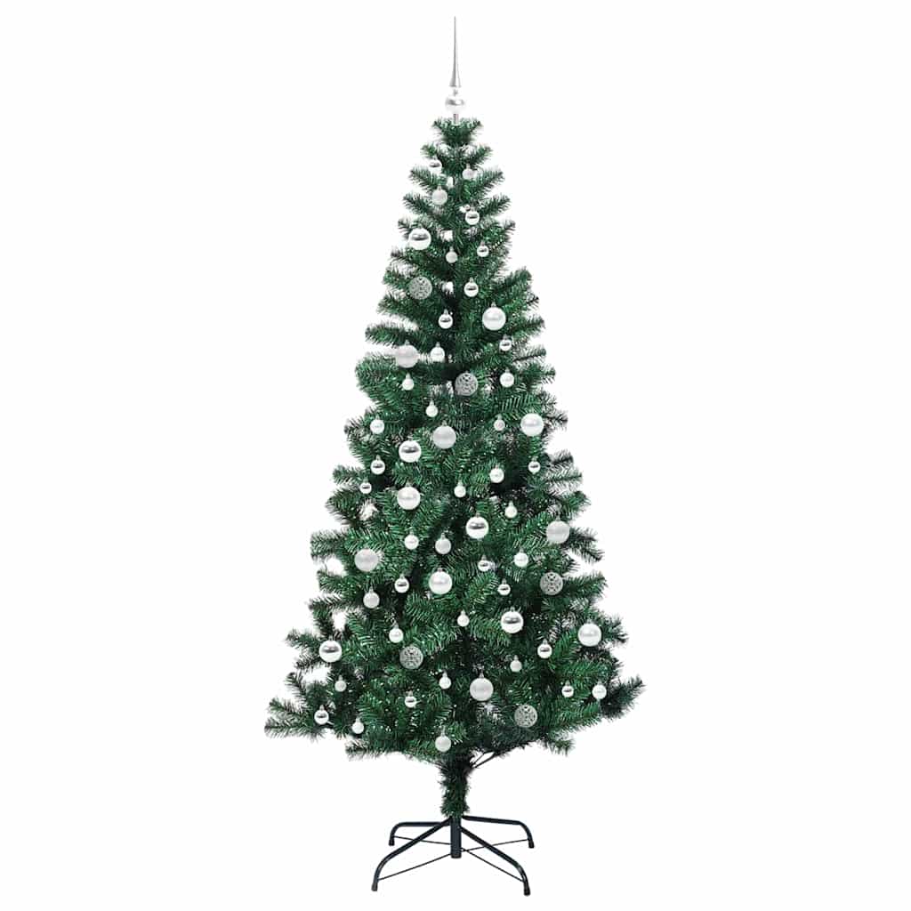Kunstig Forhåndsopplyst Juletre grønn 210 cm PVC og metall