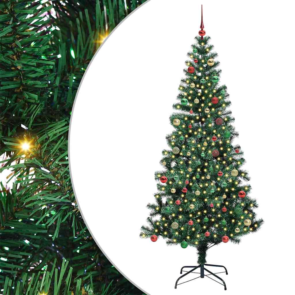 Kunstig Forhåndsopplyst Juletre grønn 210 cm PVC og metall
