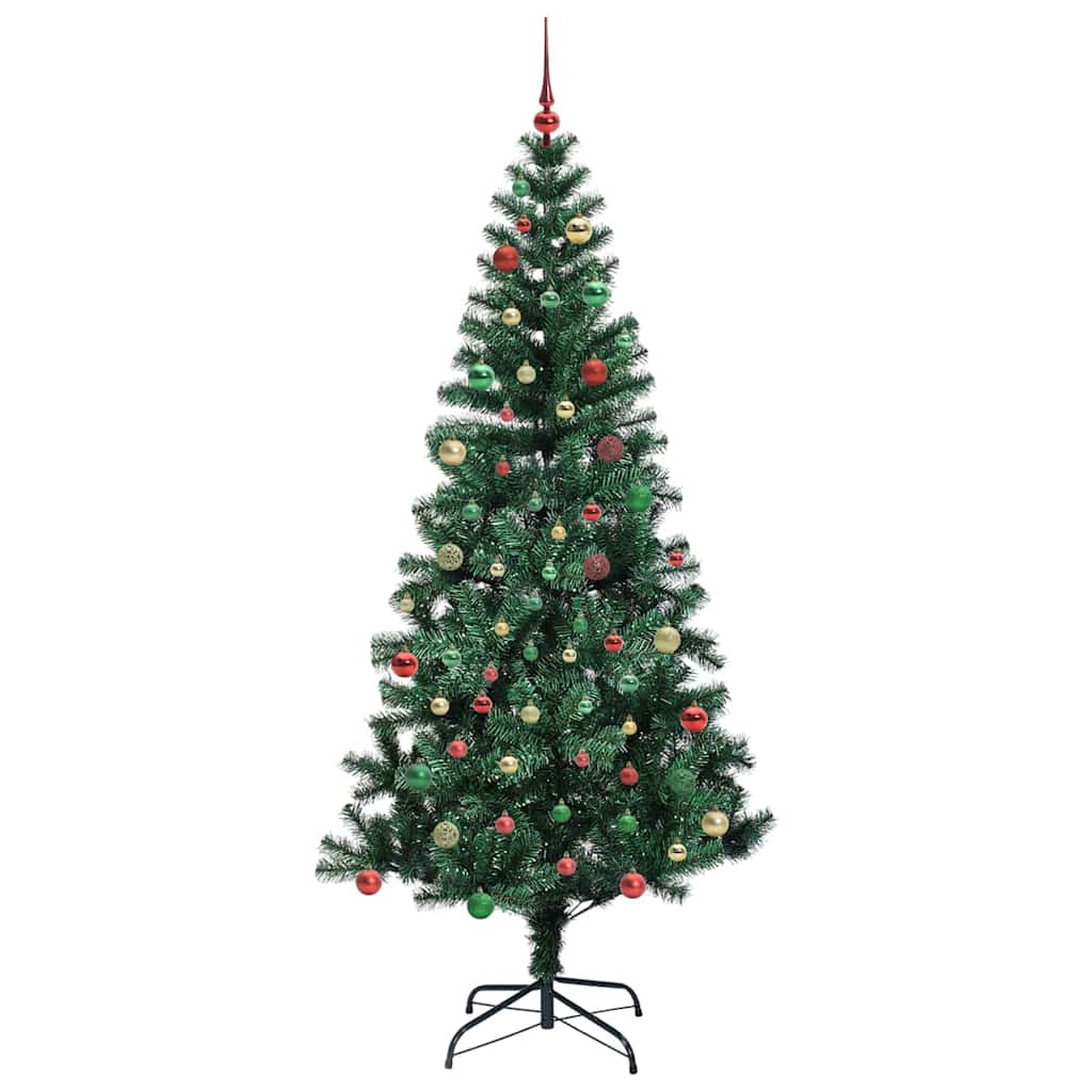 Kunstig Forhåndsopplyst Juletre grønn 210 cm PVC og metall