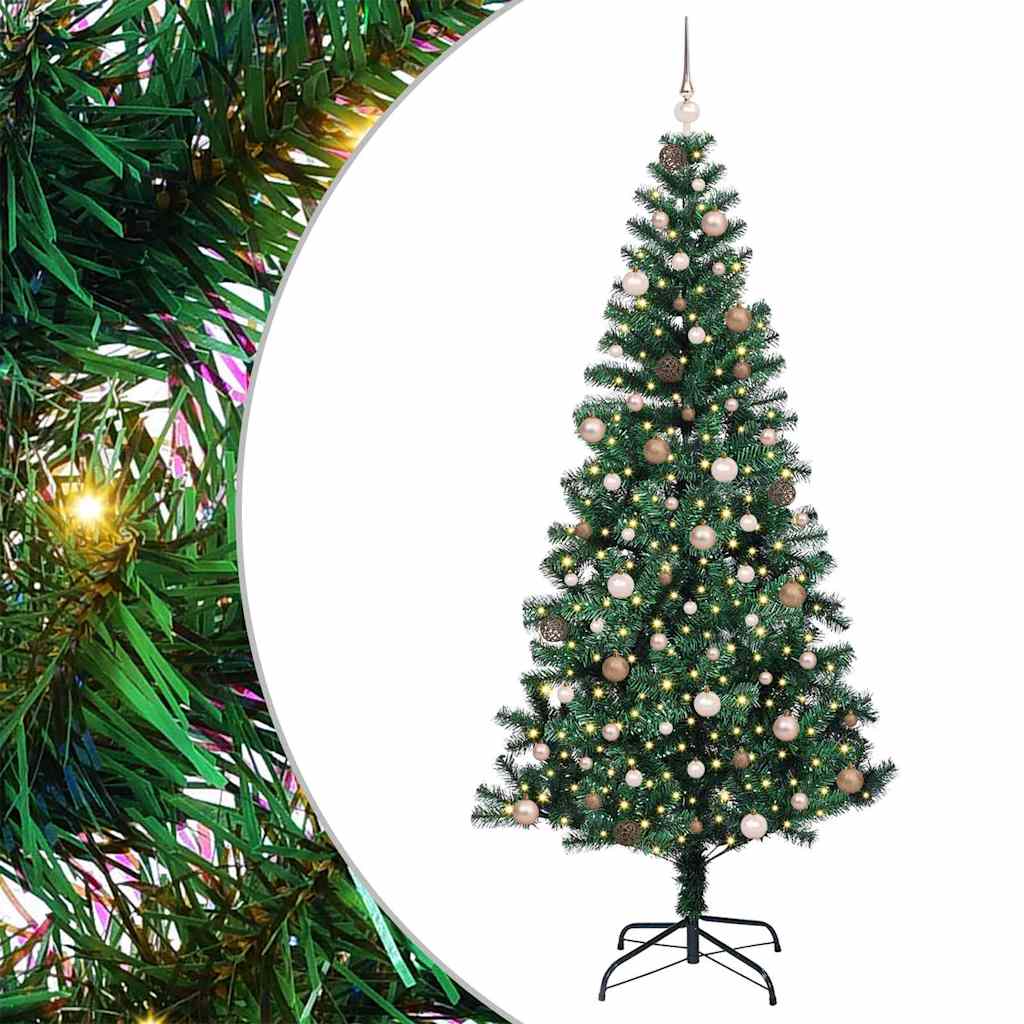 Kunstigjuletre med 300 LED med stativ grønn 240cm PVC