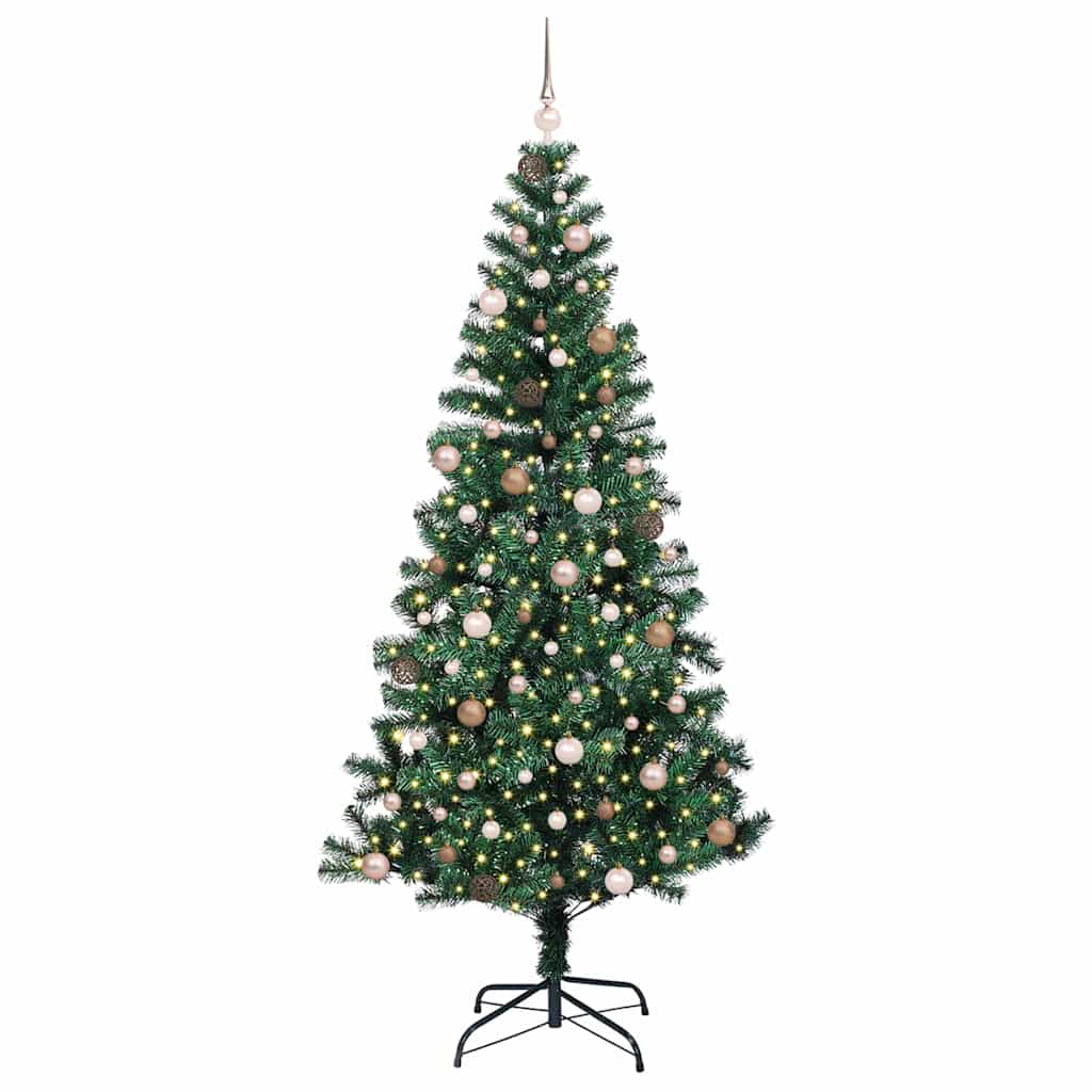 Kunstigjuletre med 300 LED med stativ grønn 240cm PVC