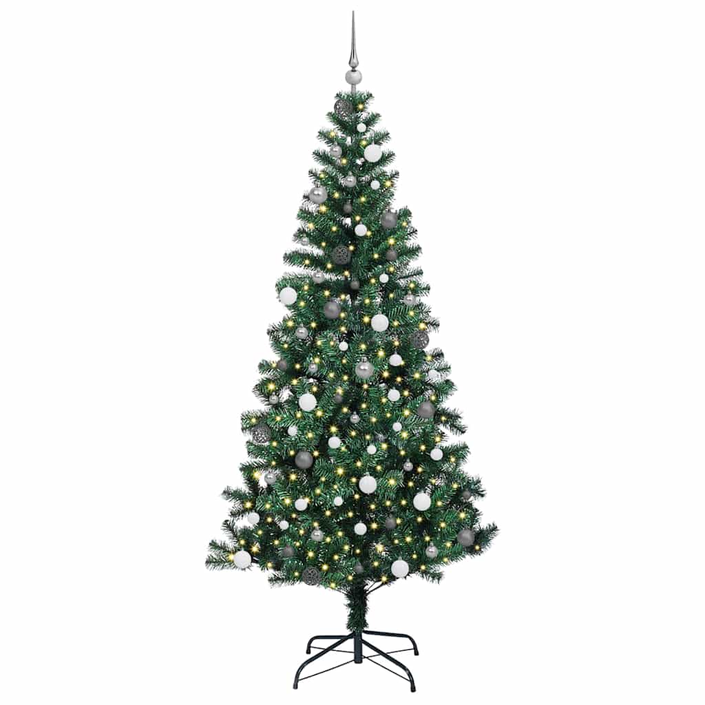 Kunstigjuletre med dekorative strenglys grønn 240cm PVC