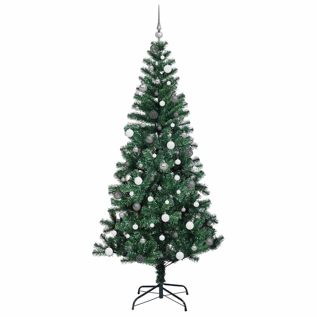 Kunstigjuletre med dekorative strenglys grønn 240cm PVC