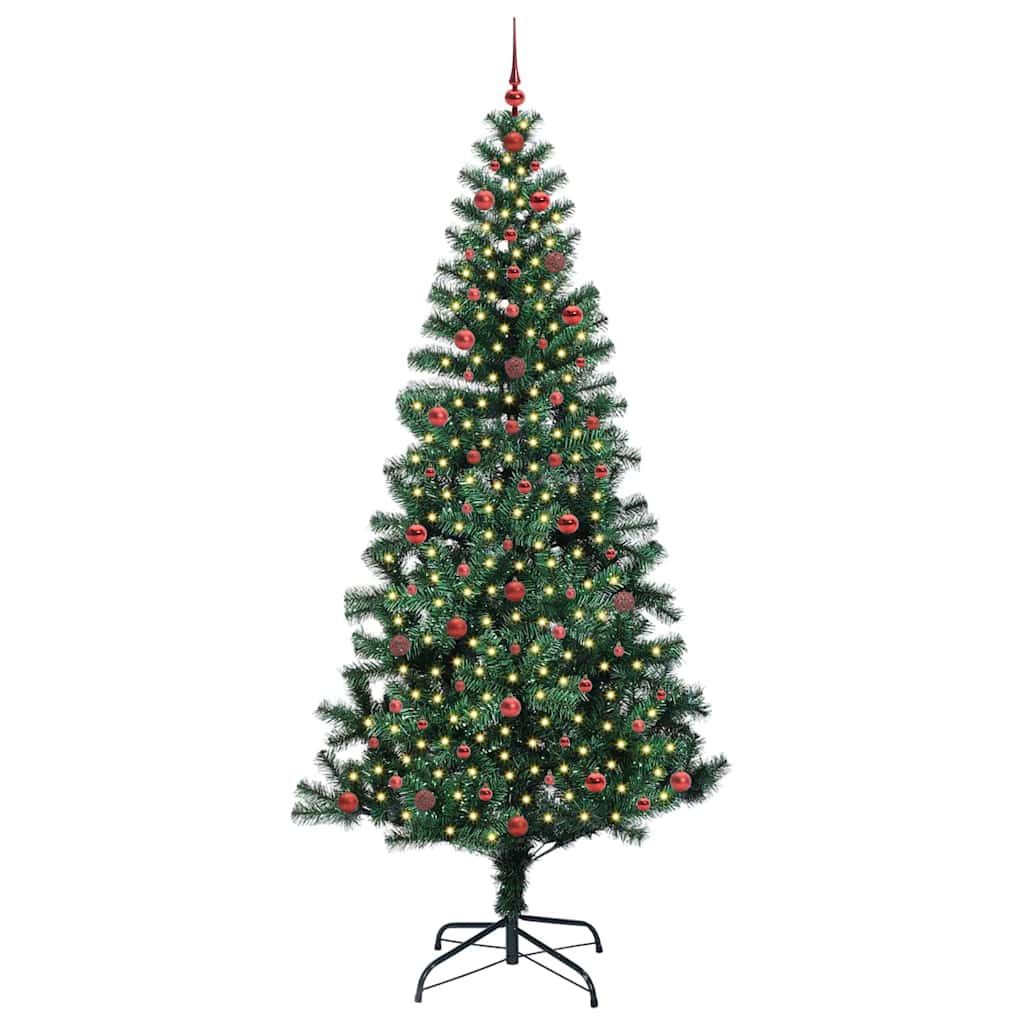 Kunstig Forhåndsopplyst Juletre grønn 240cm PVC og metall