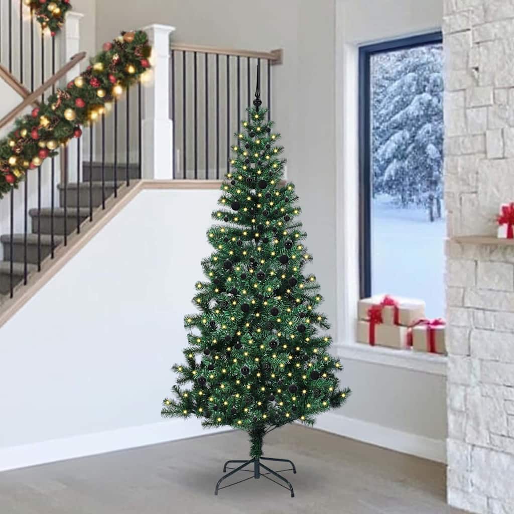 Kunstig Forhåndsopplyst Juletre grønn 240cm PVC og metall