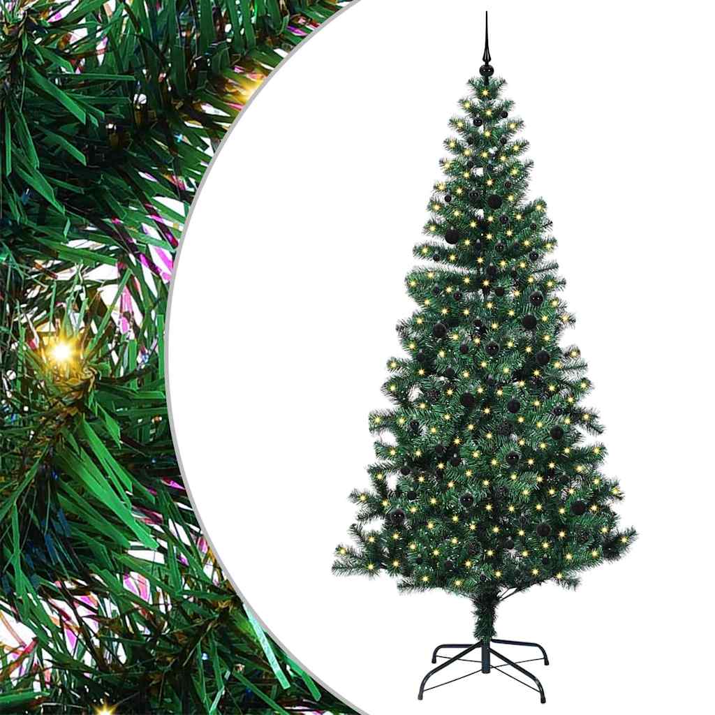 Kunstig Forhåndsopplyst Juletre grønn 240cm PVC og metall