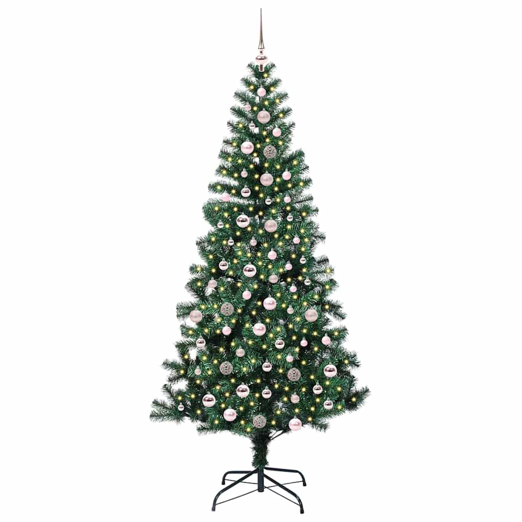 Kunstig Forhåndsopplyst Juletre grønn 240cm PVC og metall