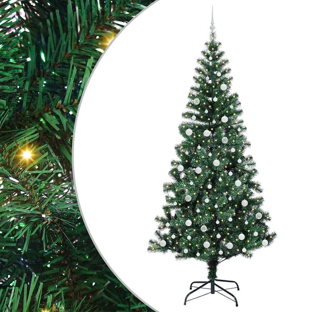 Kunstig Forhåndsopplyst Juletre grønn 240cm PVC og metall
