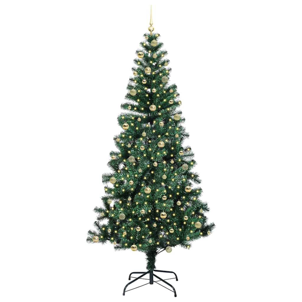 Kunstig Forhåndsopplyst Juletre grønn 240cm PVC og metall