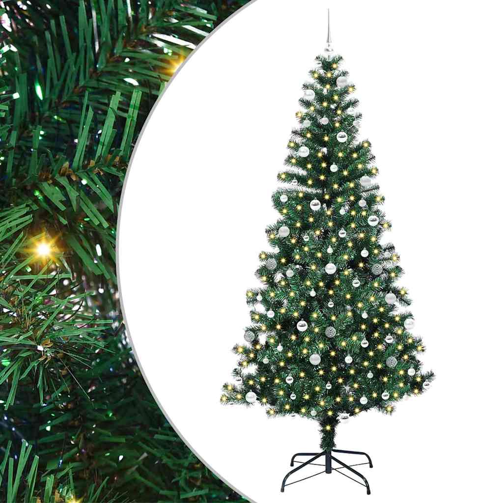 Kunstig Forhåndsopplyst Juletre grønn 240cm PVC og metall