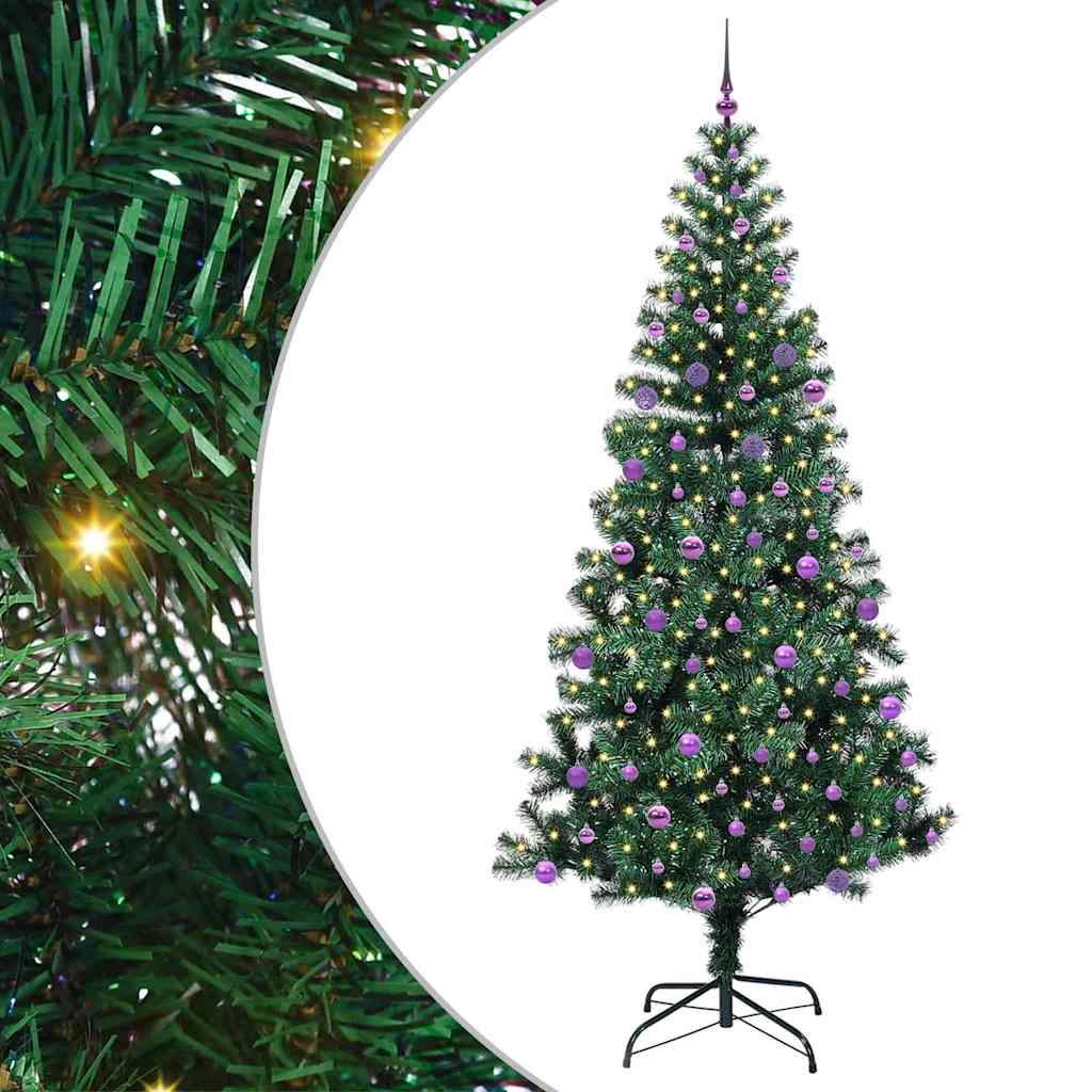 Kunstig Forhåndsopplyst Juletre grønn 240cm PVC og metall