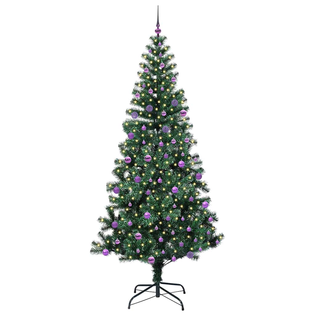 Kunstig Forhåndsopplyst Juletre grønn 240cm PVC og metall
