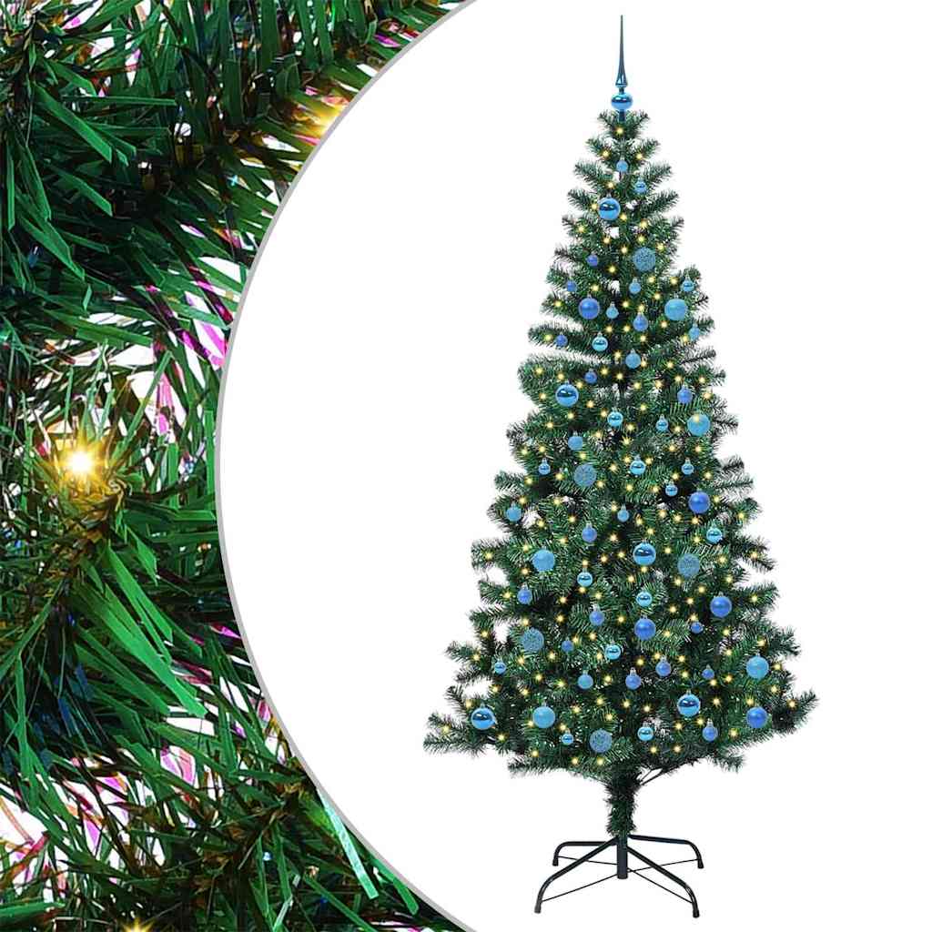 Kunstig Forhåndsopplyst Juletre grønn 240cm PVC og metall