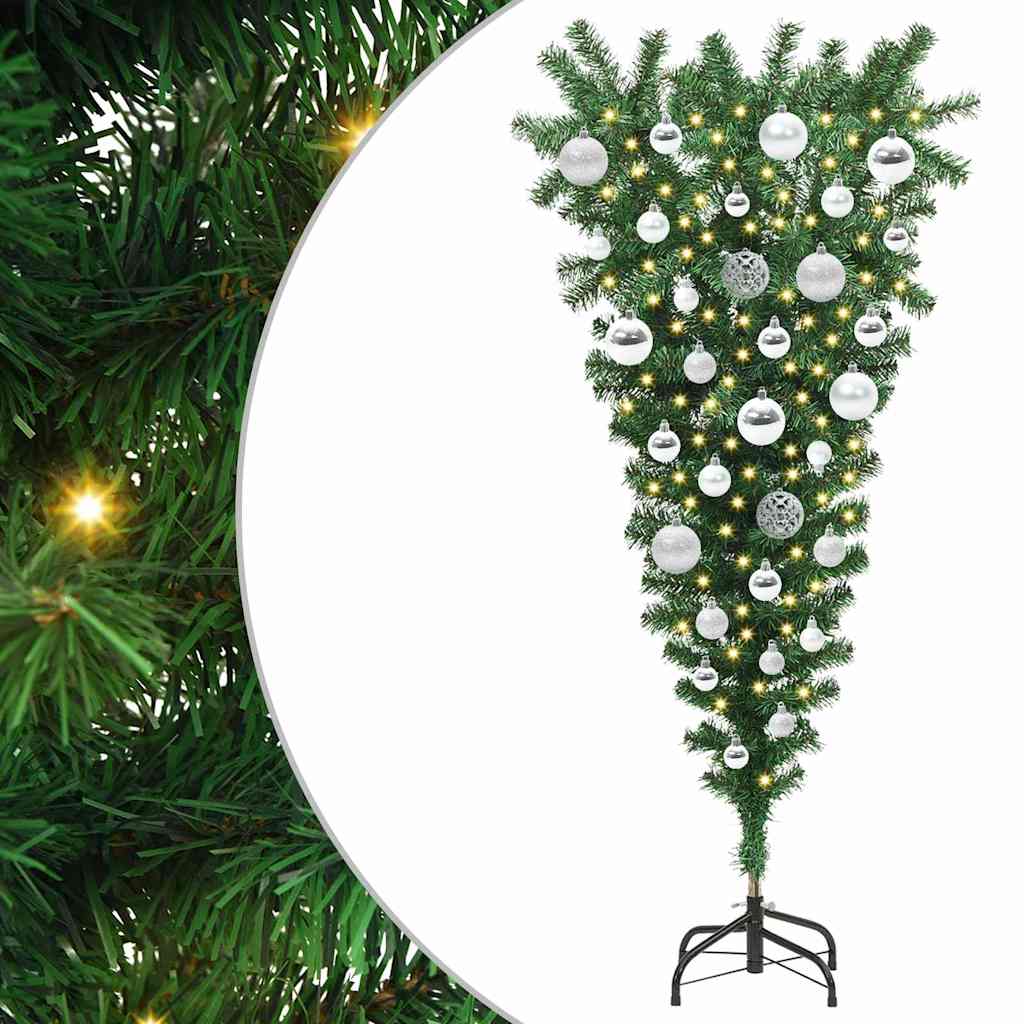 Uventet kunstig forhåndsbelyst juletre med kule sett 120 cm