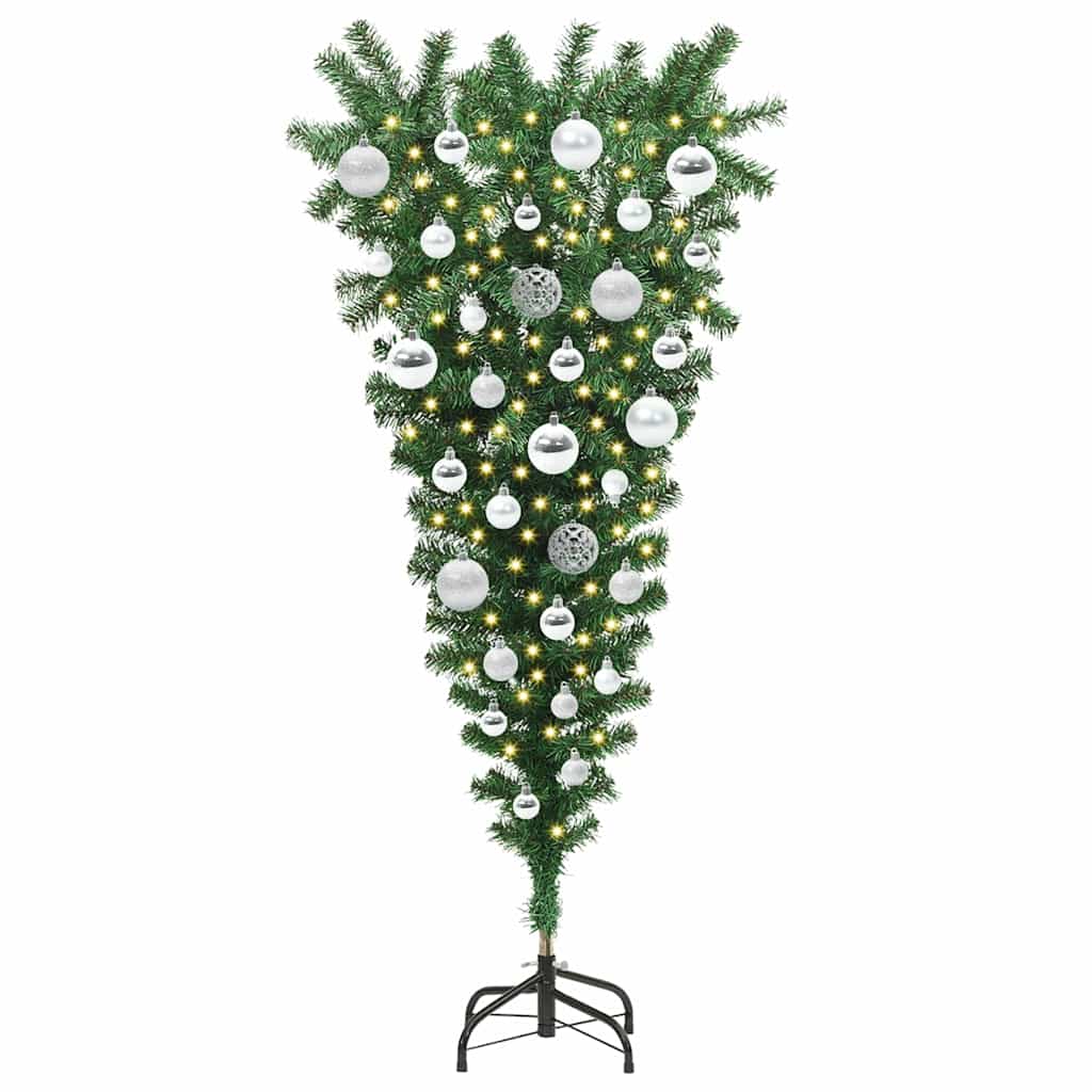 Uventet kunstig forhåndsbelyst juletre med kule sett 120 cm