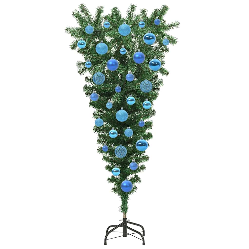 Opp-ned kunstig forhåndsbelyst juletre med kulepakke 120 cm