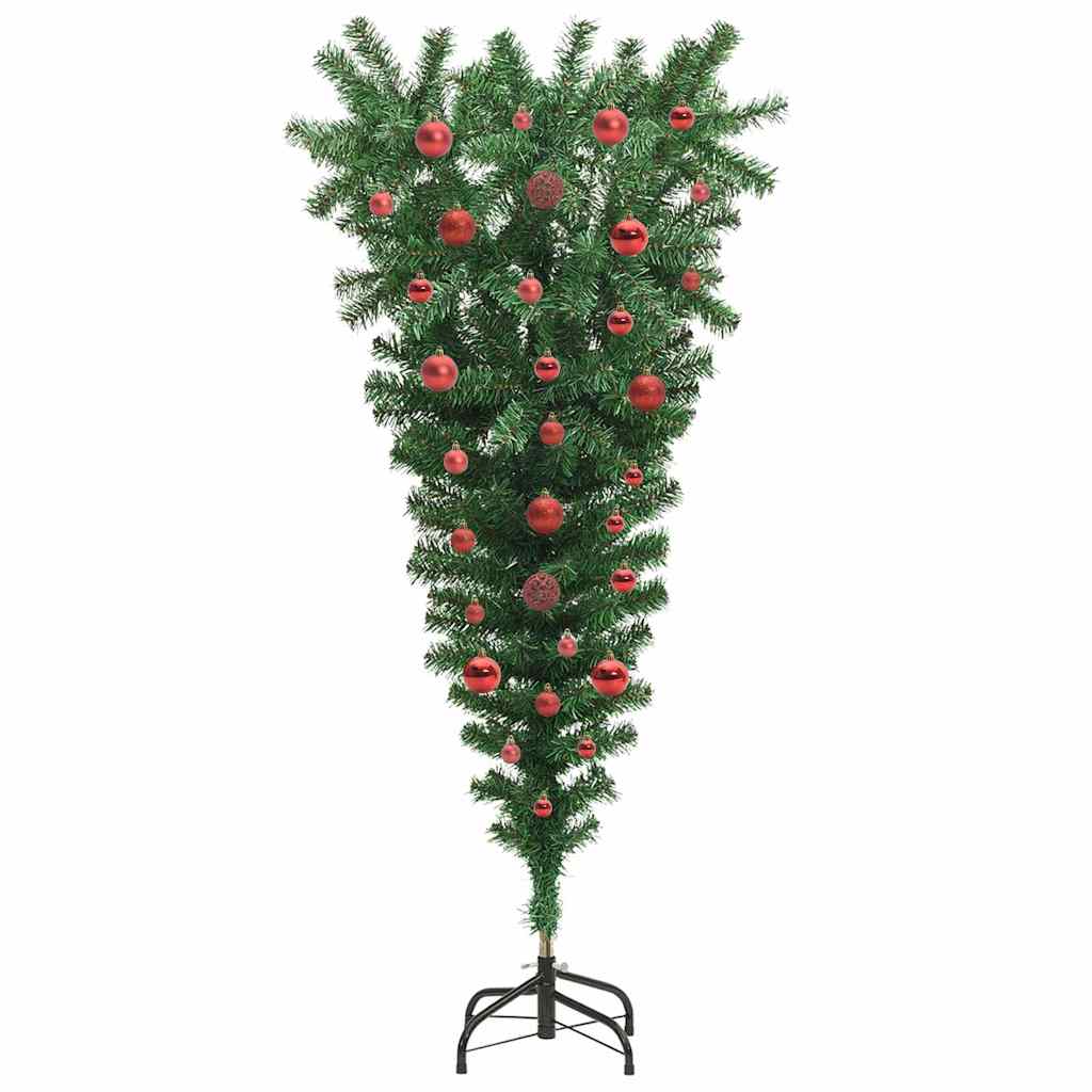Opp-ned Kunstig Forhåndsbelyst Juletre med Kule Sett 150 cm