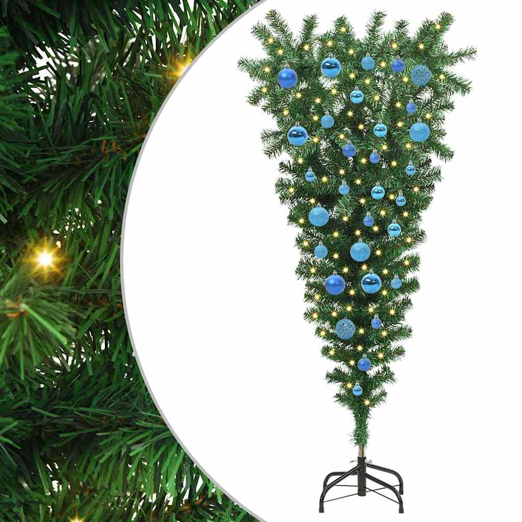 Oppned kunstig forhåndsbelyst juletre med kule sett 150 cm