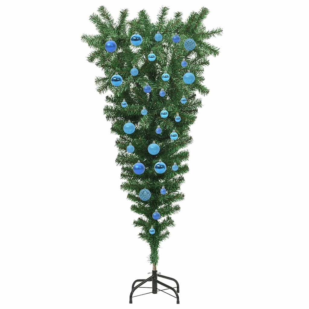 Oppned kunstig forhåndsbelyst juletre med kule sett 150 cm