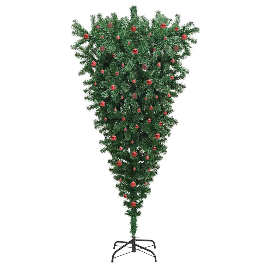 Omvendt kunstig forhåndsopplyst juletre med kule-sett 240 cm