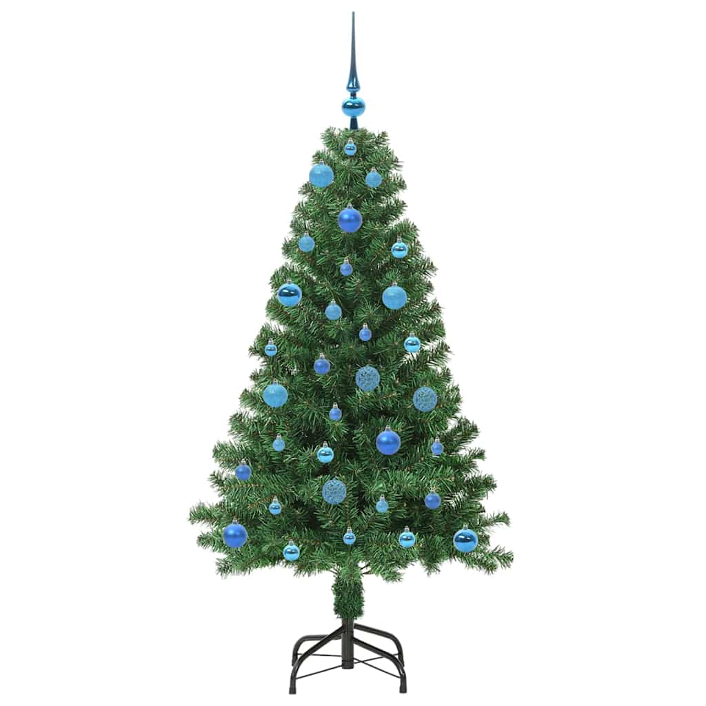 Kunstig Juletre med dekorative strenglys grønn 150 cm PVC
