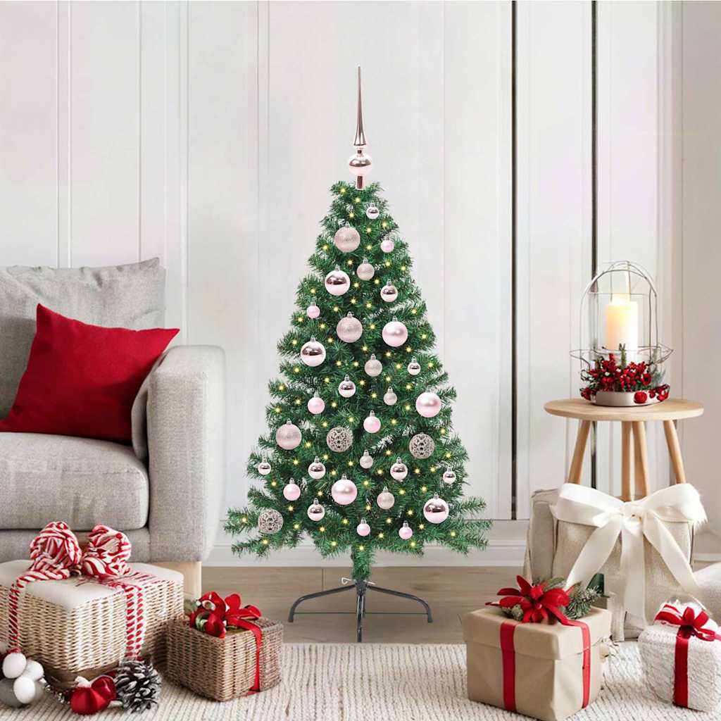 Kunstig Forhåndsopplyst Juletre med 150 LED grønn 120 cm PVC