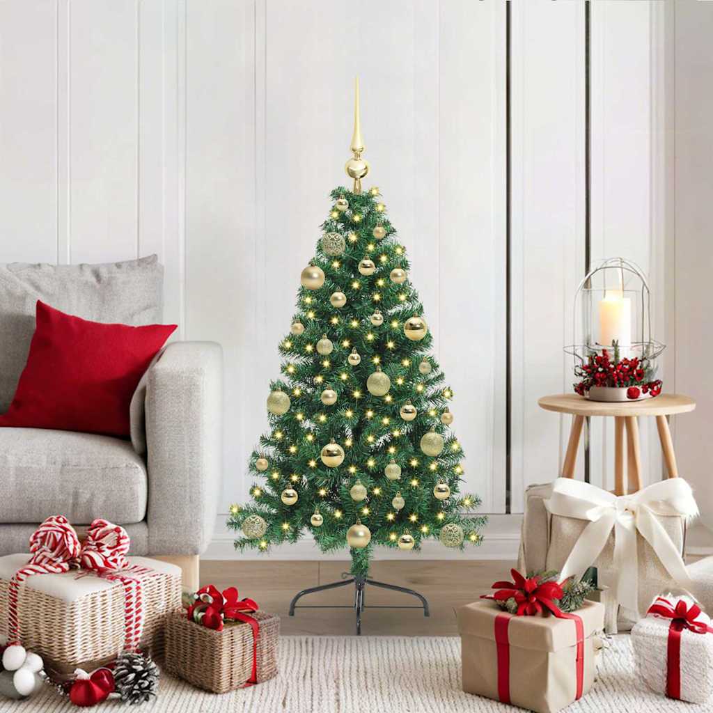 Kunstig Forhåndsopplyst Juletre med 150 LED grønn 120 cm PVC
