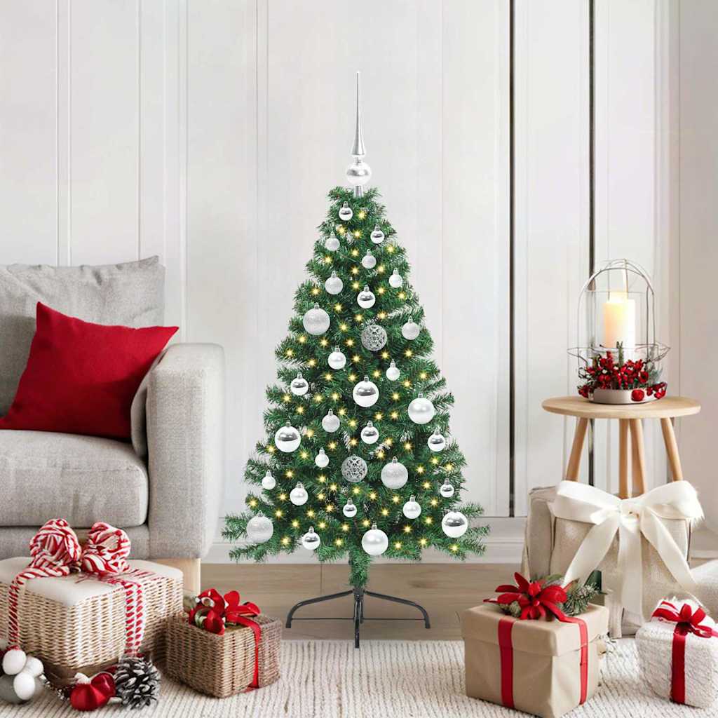 Kunstig Forhåndsopplyst Juletre med 150 LED grønn 120 cm PVC