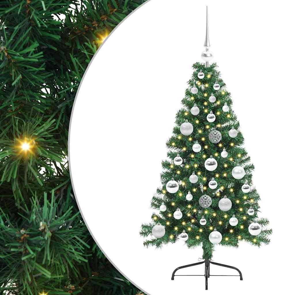 Kunstig Forhåndsopplyst Juletre med 150 LED grønn 120 cm PVC