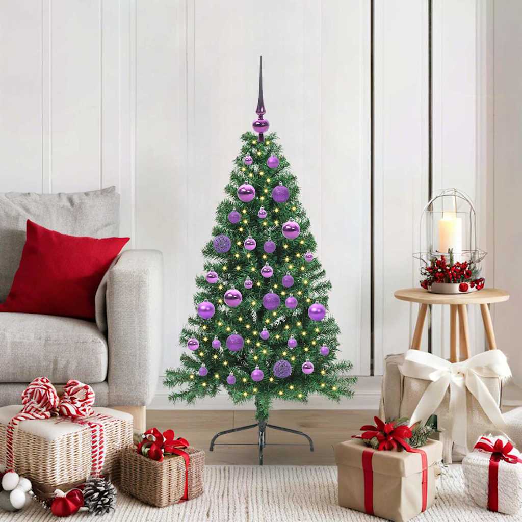 Kunstig forbelyst juletre grønn 120 cm PVC