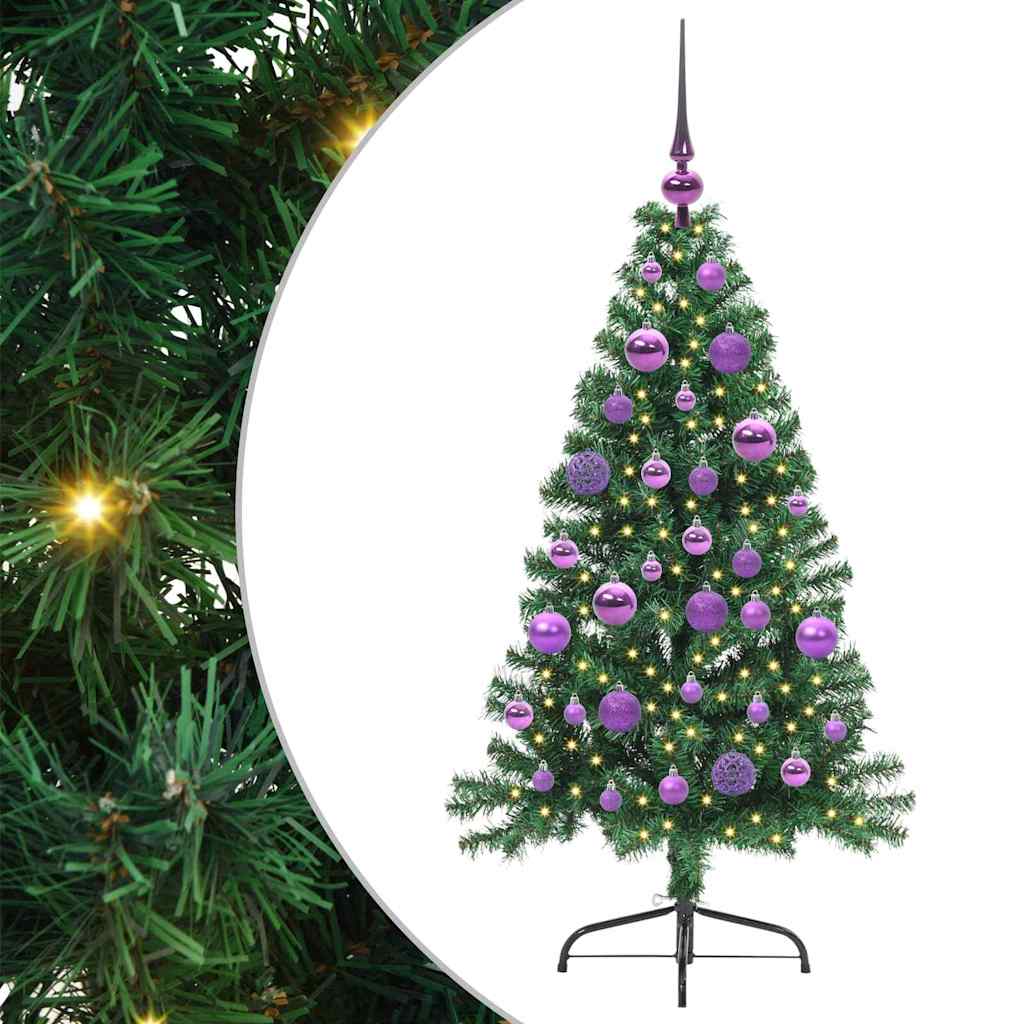 Kunstig forbelyst juletre grønn 120 cm PVC