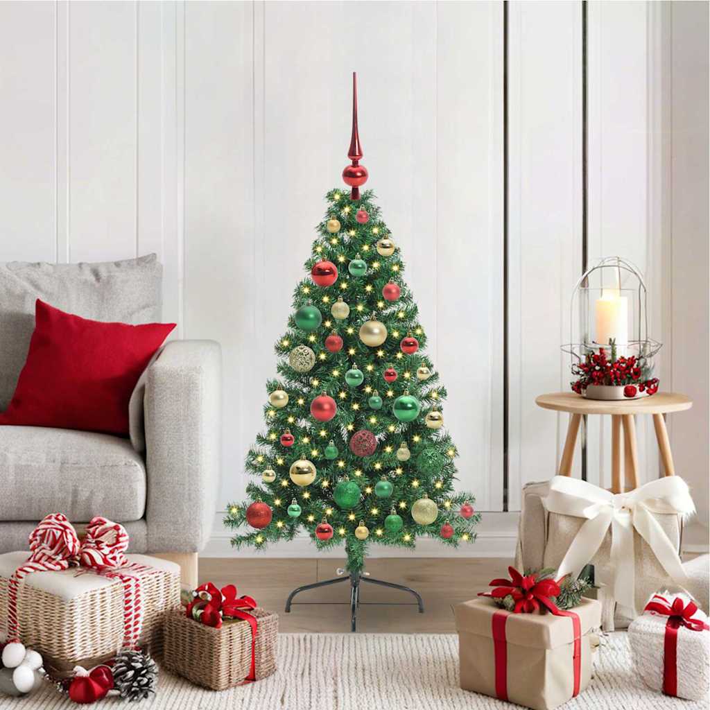 Kunstig Forhåndsopplyst Juletre med 150 LED grønn 120 cm PVC