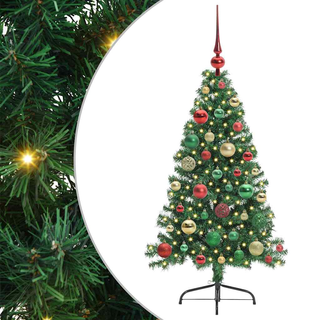 Kunstig Forhåndsopplyst Juletre med 150 LED grønn 120 cm PVC
