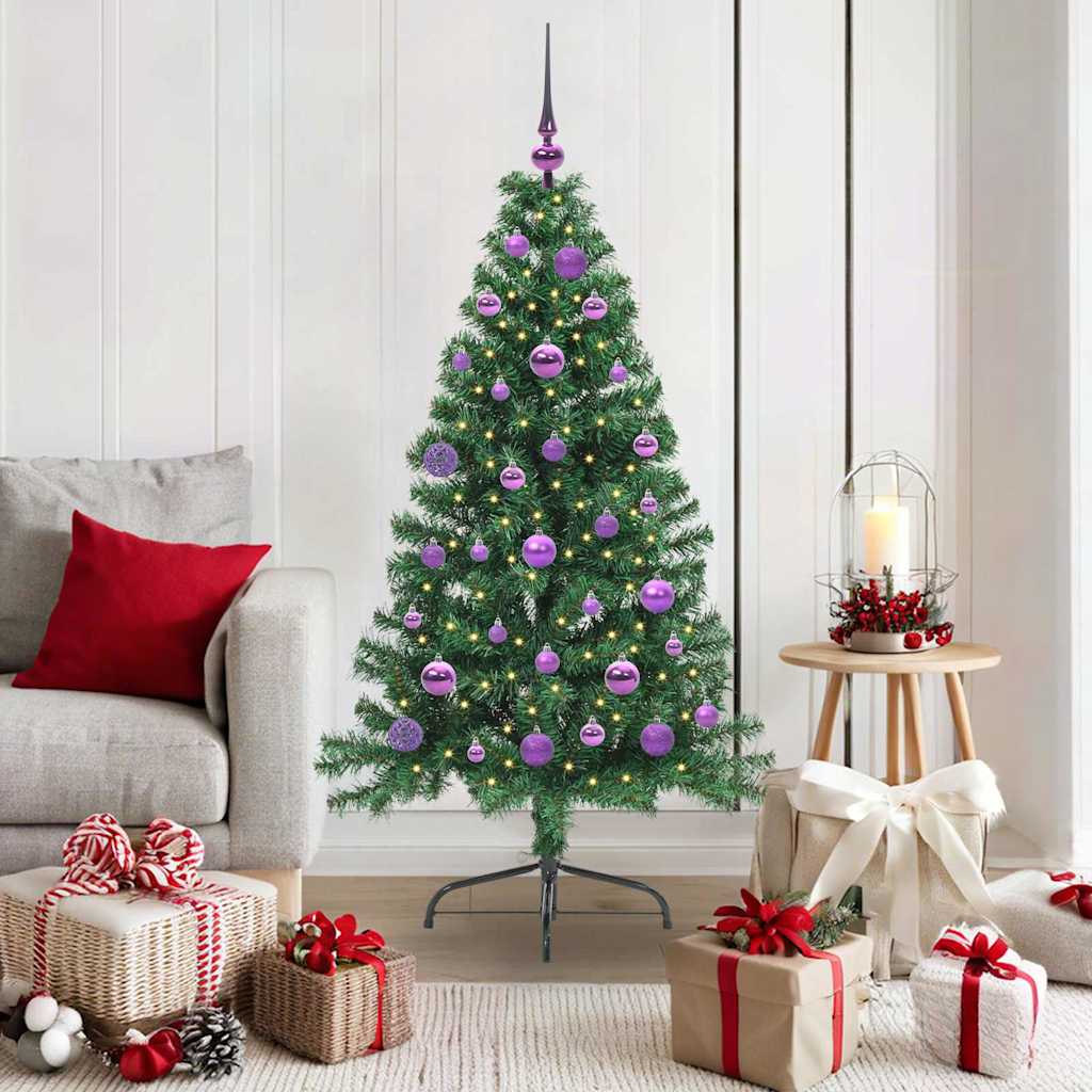 Kunstig Forhåndsopplyst Juletre med 150 LED grønn 150 cm PVC