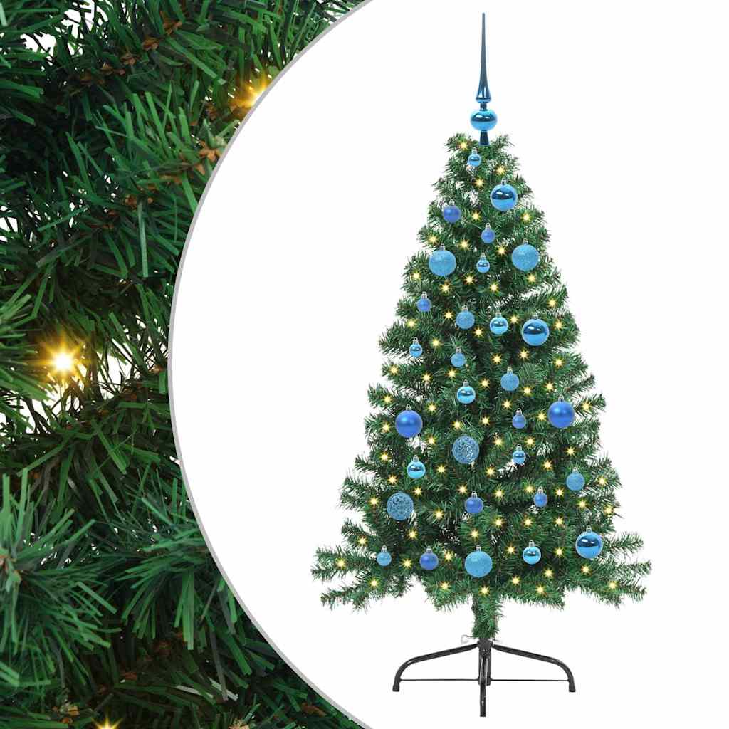 Kunstig Forhåndsopplyst Juletre med 150 LED grønn 150 cm PVC