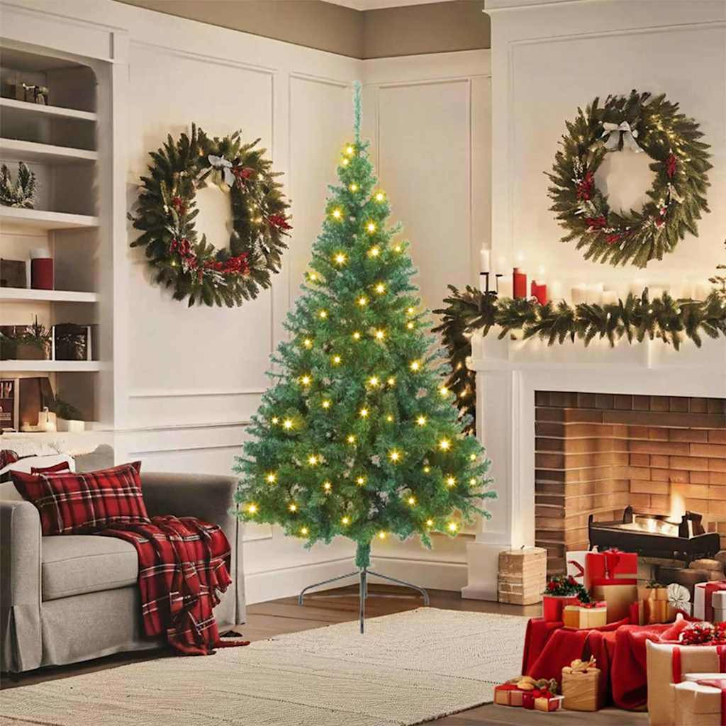 Kunstig forbelyst juletre med 300 LED-er grønn 180 cm PVC