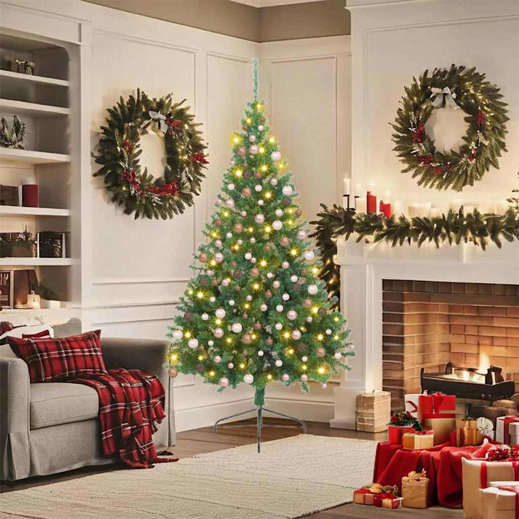 Kunstig forbelyst juletre med 300 LED grønn 180 cm PVC
