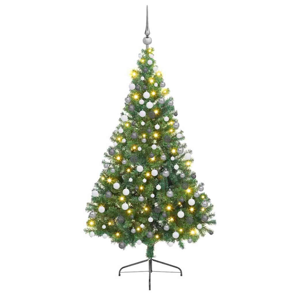 Kunstig forbelyst juletre grønn 180 cm PVC