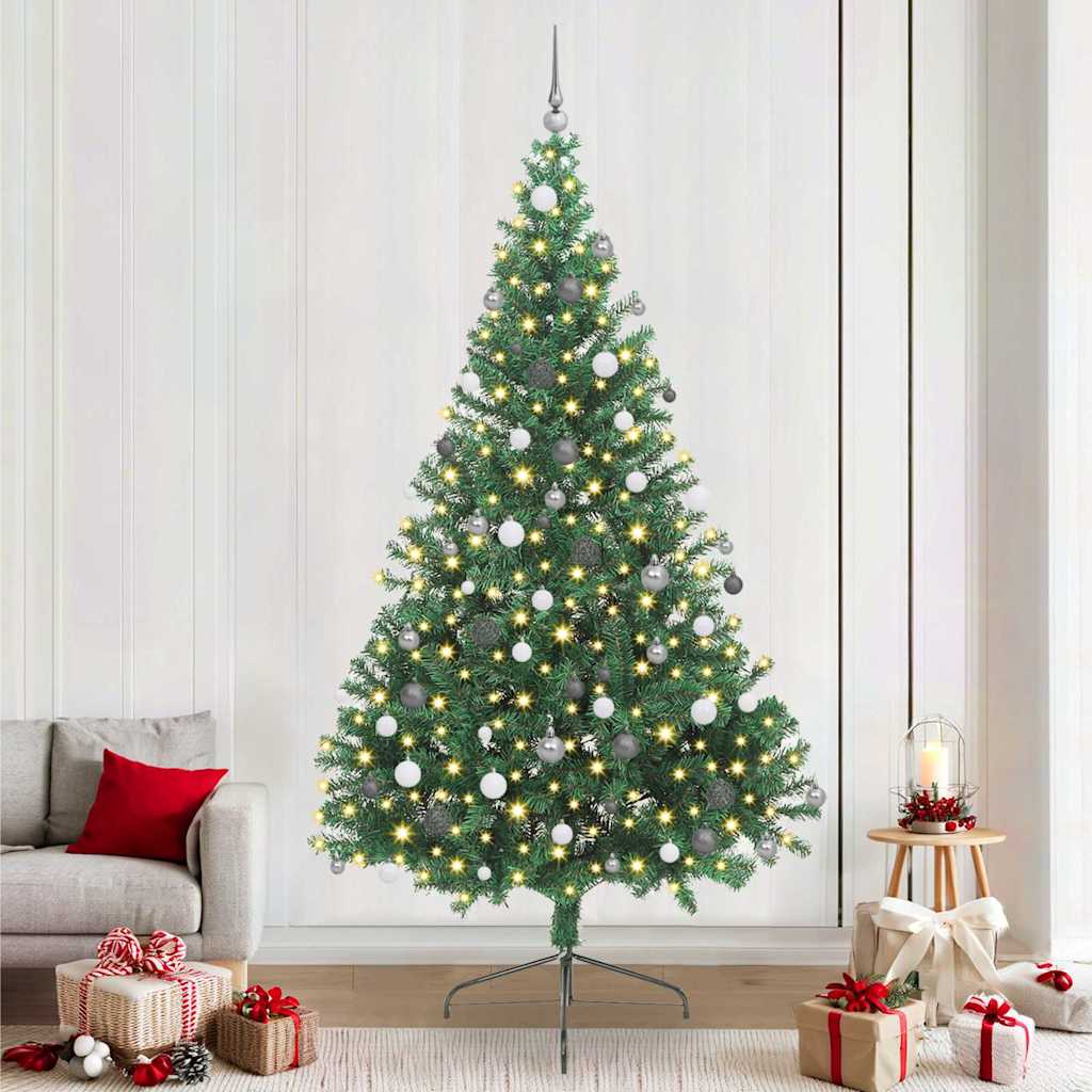 Kunstig forbelyst juletre grønn 240 cm PVC