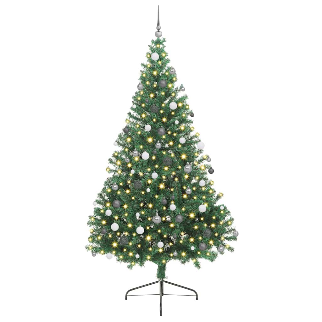Kunstig forbelyst juletre grønn 240 cm PVC