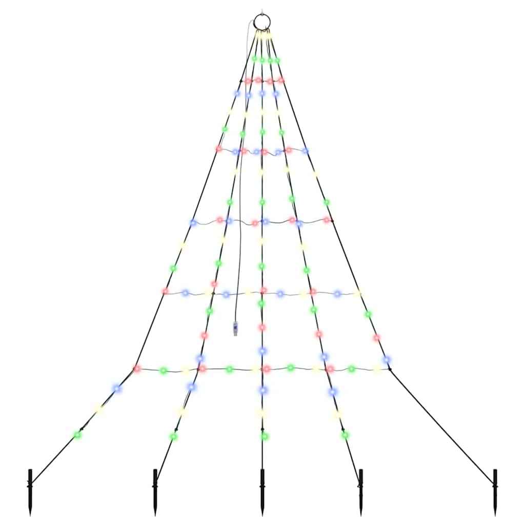 LED juletre med 112 LED med jordspyd Flerfarget 511 cm Metall