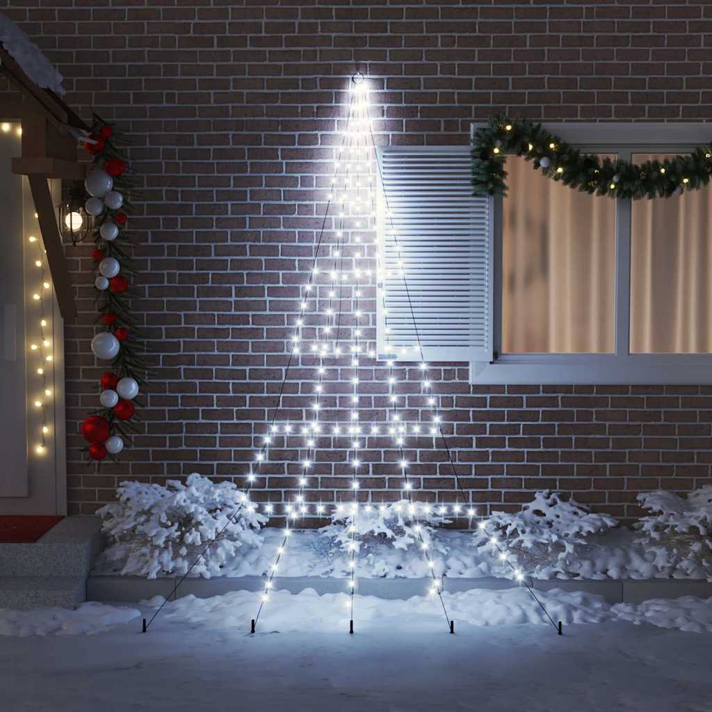 LED juletre med 168 LED med jordspyd Kaldhvit 511 cm Metall