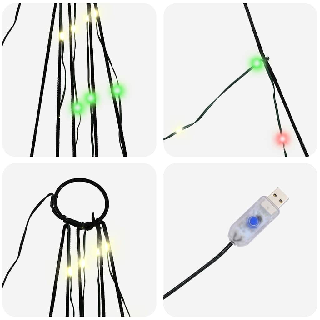 LED juletre med 168 LED med jordspyd Flerfarget 511 cm Metall